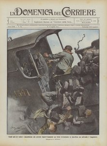 Humildes ações de valor, um maquinista que de repente pára um trem virando o carro