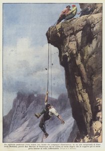 Um alpinista Paduan à noite caiu, com a ajuda de seus amigos, uma grande saliência