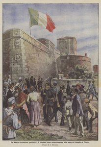 Uma ousada afirmação patriótica, o tricolor misteriosamente içado nas paredes do Castelo de Trieste de Achille Beltrame