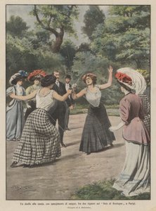 Um duelo para a espada, com derramamento de sangue, entre duas senhoras no Bois de Boulogne em Paris