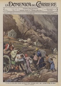 Uma montanha que aterra em Clauzetto (província de Udine) devastando campos e casas e colocando os habitantes em fuga