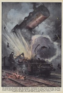 Uma locomotiva explodindo