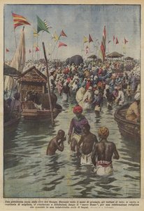 Uma festa pitoresca nas margens do Ganges