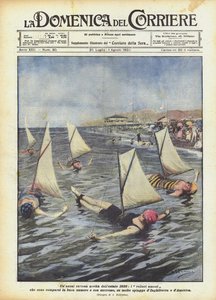 Uma curiosa notícia do verão de 1920, os veleiros humanos que apareceram em bom número e com