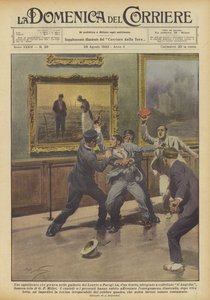 Um homem enlouquecido que virou as galerias do Louvre em Paris, de repente de Achille Beltrame