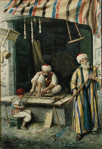 Carpinteiros Árabes, c.1875 (aguarela sobre papel) de Achille Buzzi