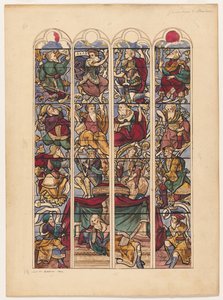 Estudo para quatro janelas de vitral Généalogie dAbraham, 1844. de Achille Devéria