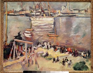 Entrada de um Corvette no Porto de Antuérpia Pintura de Othon Friesz (1879-1949) 1906 Colecção privada
