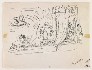 Natureza morta com flores (caneta e tinta preta) de Achille Emile Othon Friesz
