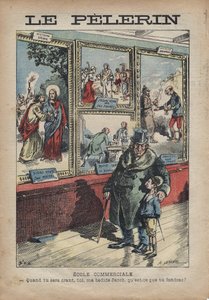 Antisemite dos desenhos animados de Achille Lemot para "Le-Pelerin" de setembro de 1896 - Escola Comercial: quando você se tornar um guindaste, você meu Jacob de cama, o que você vai dividir? de Achille Lemot