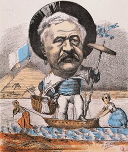 O engenheiro francês Ferdinand de Lesseps na inauguração do Canal de Suez