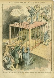 Ilustração de Achille Lemot (1846-1909) em Le Pelerin, 21/04/07 - A Luta pela Vida - Socialismo, Radical-Socialismo - Animalização de Achille Lemot