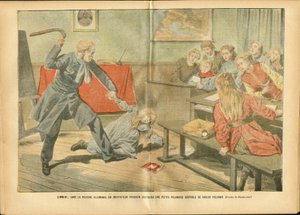 Ilustração de Achille Lemot (1846-1909) em Le Pelerin, 02/12/06 - Ensino, Polônia, Penalty - Professor