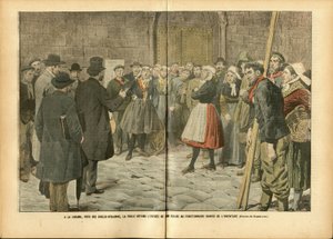 Ilustração de Achille Lemot (1846-1909) em Le Pelerin, 04/02/06 - Religião Fé, Multidão, Igrejas Cathedrales, Catolicismo Católico - Separação da Igreja e do Estado, Inventários/Reações aos inventários