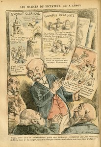 Ilustração de Achille Lemot (1846-1909) em Le Pelerin, 21/07/07 - As Malícias da Conspiração Clerical Ditadura Conspiração Realista Conspiração Separatista - Royalism, Religion Faith, Left Bloc, Catholic Catholicism - Clemenceau George de Achille Lemot