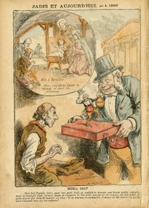 Ilustração de Achille Lemot (1846-1909) em Le Pelerin, 22/12/07 - Antigo e Hoje - Aposentadoria dos Aposentados, Antiparlamentarismo, Fé Religiosa, Noel, Câmara dos Deputados Hemiciclo dos Deputados, Quinze mil, Indenizações Parlamentares, Católico Católic