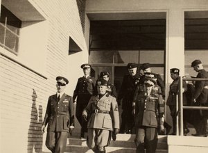 Inauguração dos edifícios do Aeroporto Real "Fausto Pesci" em Bolonha, construído pela Companhia Mauro Toschi fu Ulisse, na presença do Duce Benito Mussolini, 24/10/1936 (foto a p/b)