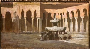 O Tribunal dos Leões em Alhambra (óleo sobre tela)
