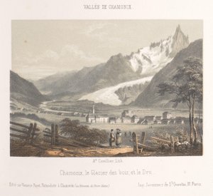 Zicht op de Aiguille de Bionnassay met gletsjer
Aiguille et Glacier de Bionnassay (título sobre o objecto)
Herinnering aan Chamonix-Mont-Blanc (título da série)
Museum du Mont-Blanc (título da série sobre o objecto)