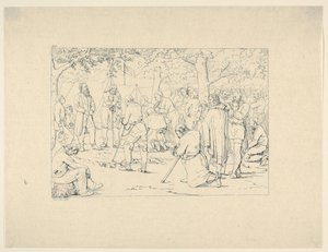 Oração no acampamento de Stonewall Jackson de gravuras de guerra confederadas, 1861-63.