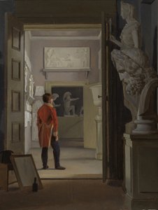 O Salão de Antiguidades no Palácio de Charlottenborg, Copenhague, 1830. de Adam August Müller