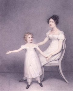 Lady Louth, filha do 13o Barão Dunsany, com sua filha