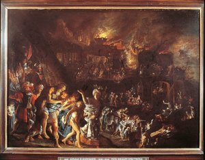 A Queima de Tróia, c. 1604 (óleo sobre cobre)