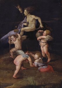 Bruxa a cavalgar para trás numa cabra de Adam Elsheimer