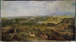 Vista da cidade do Luxemburgo a partir das termas de Mansfeld ... de Adam Frans van der (circle of) Meulen