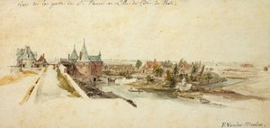 Uma Vista da Porte Saint-Pierre em Lille de Adam Frans van der Meulen