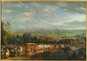 Entrada de Luís XIV e de Maria Teresa de Áustria em Arras ... (pintura sobre tela) de Adam Frans van der Meulen