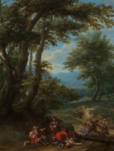 Paisagem com uma emboscada de Adam Frans van der Meulen