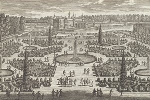 O Parterre da Orangerie em Chantilly, década de 1680., década de 1680. de Adam Perelle