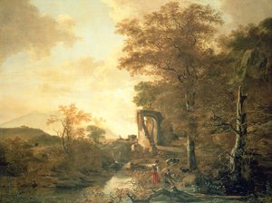 Paisagem com portal em arco, c.1654 (óleo sobre tela)