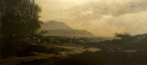 Paisagem com uma estrada sinuosa de Adam Pynacker