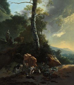 Paisagem com boi furioso de Adam Pynacker