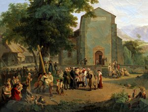 O restabelecimento da adoração após a Revolução. A pintura suíça de Adam Topffer (1766-1847) de Adam Topffer