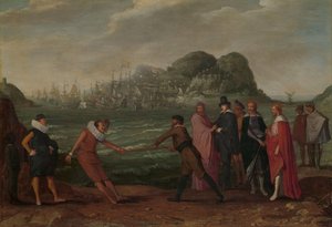 Batalha pelo Cajado de Ouro (Domínio do Mundo) Alegoria da vitória dos holandeses sobre a frota espanhola em Gibraltar, 25 de abril de 1607 de Adam Willaerts