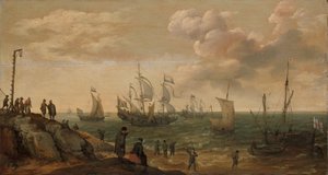 Navios ao largo de uma costa de Adam Willaerts