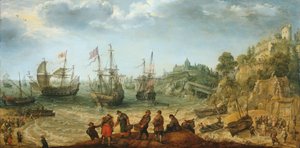 Navios ao largo de uma Costa Rochosa de Adam Willaerts