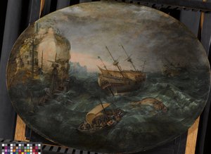 Naufrágio de um navio ao largo de uma Costa Rochosa de Adam Willaerts