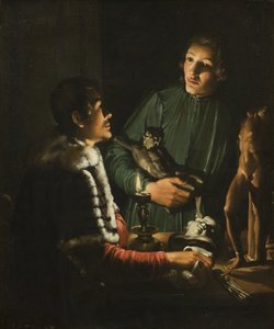 Dois escultores à noite em Roma. Retrato duplo de François Duquesnoy e Georg Petel de Adam de Coster