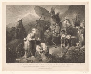De doop van de kamerling door Philippus São Filipe batizando o eunuco da Rainha de Candace (título no objeto) de Adam von Bartsch