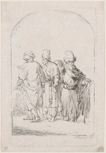 Grupo de quatro homens de pé em traje oriental, 1795.
