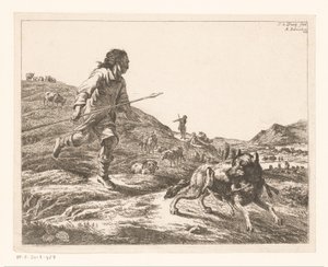Pastor persegue um lobo de Adam von Bartsch
