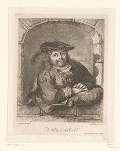 Retrato de Ferdinand Bol numa janela de Adam von Bartsch