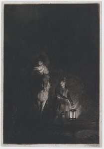 Cavaleiro e menino com lanterna, 1797. de Adam von Bartsch
