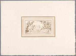 Paisagem do rio com a muralha de uma fortaleza Impressões após desenhos de Guercino mantidos na Hofbibliothek em Viena (título da série) Recueil d