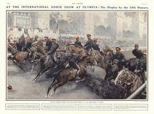Exibir pelos 18 hussardos no International Horse Show em Olympia, Londres, 1914 de Addison Thomas Millar