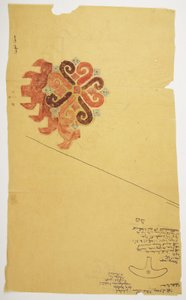 Tapete e esboço de uma arma de bronze (aguarela) de Adela Breton